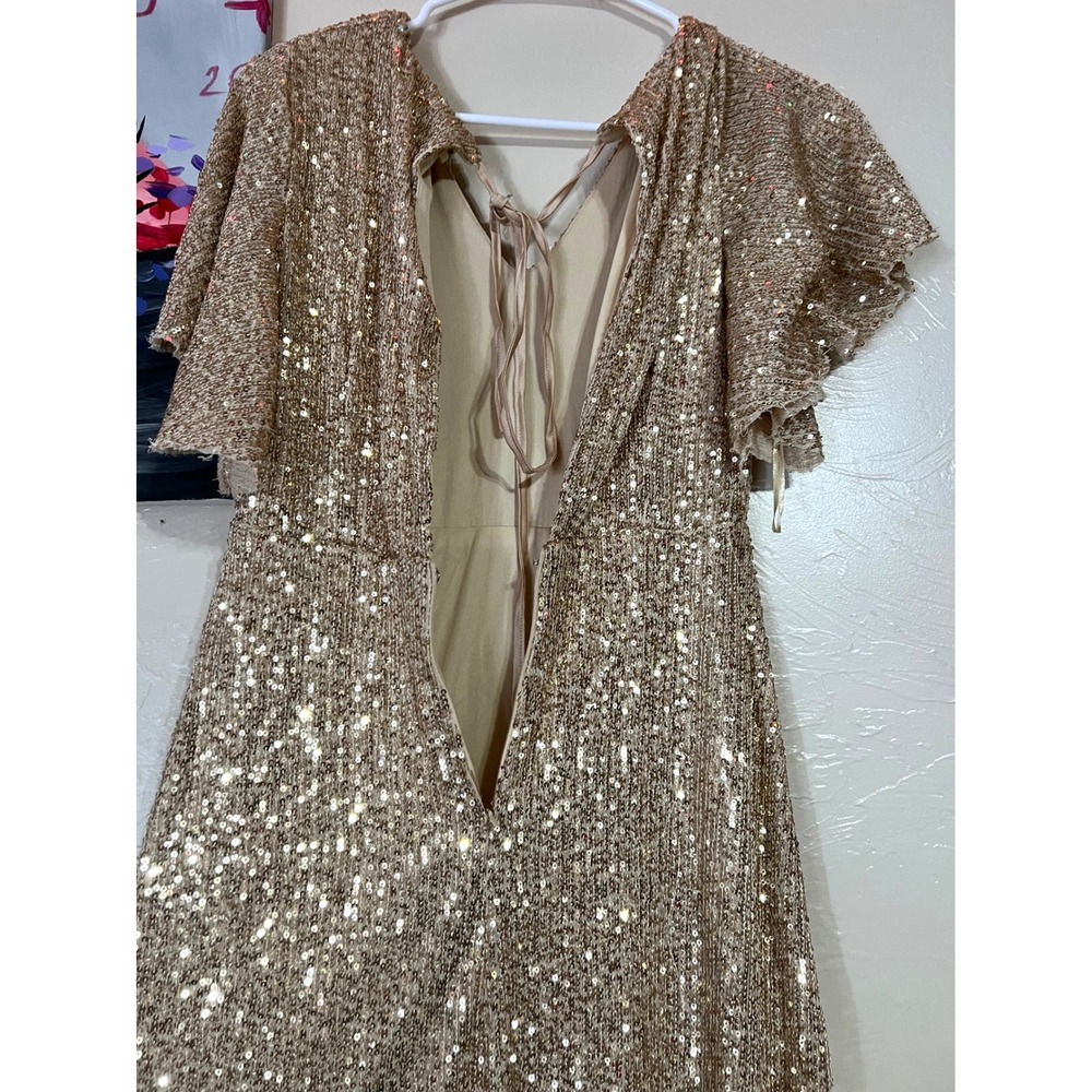 Southern Fried Chics Sequins Ruffle High Low Dress Small Glamorous Evening Party - Picture 3 of 11